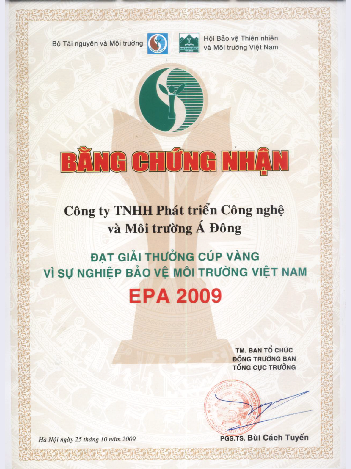 2009 CUP VANG vi su nghiep bao ve moi truong VN